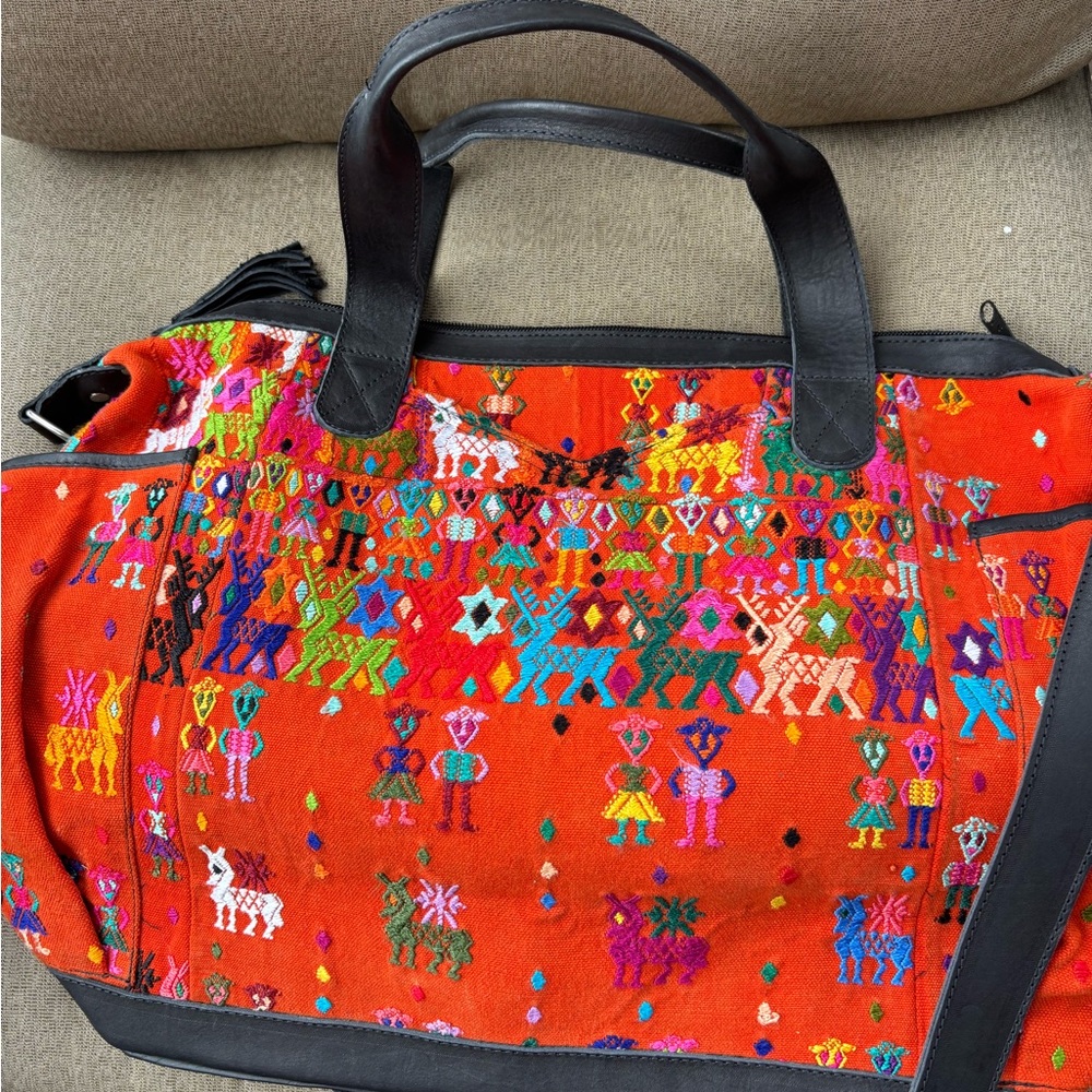Large Convertible Day Bag Like Nena & Co. / Artisan Embroidered